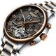KINYUED Men's Mechanical Watch Luxury Wrist Timepiece Analog Watch Hollow Skeleton Mechanical Automatic Watch for Man Waterproof Male Clock