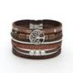 tree of life boho multilayer leather wrap bracelet for women shiny magnetic clasp bracelet jewelry for girl (brown)