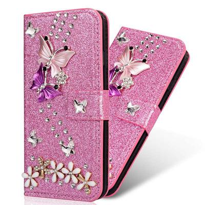 Phone Case For Samsung Galaxy S24 S23 S22 S21 S20 Plus Ultra A55 A35 A25 A15 5G A54 A34 A14 Note 20 Ultra A53 A33 S25 Ultra Wallet Case Rhinestone Magnetic Glitter Shine Butterfly Glitter Shine PU