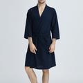 Men's Loungewear Robe Bathrobe Bath Robe Plain Stylish Casual Comfort Home Daily Bed Waffle Fabric Comfort V Neck Belt Included Spring Summer White Navy Blue