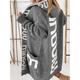 Women's Cardigan Sweater Hooded Ribbed Knit Nylon Pocket Oversized Fall Winter Long Outdoor Daily Going out Stylish Casual Soft Long Sleeve Letter Khaki Coffee Gray S M L