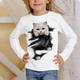 Kids 3D Print Cat T shirt Tee Long Sleeve Cat Animal Print Blue White Pink Children Tops Fall Casual Daily School Regular Fit 4-12 Years