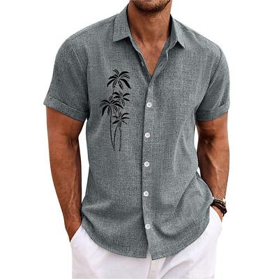 Men's Coconut Tree Tropical Plants Shirt Summer Hawaiian Shirt Aloha Shirt Short Sleeves Shirt Turndown Fashion Streetwear Designer Outdoor Street Casual B H I S M L