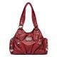 Women's Shoulder Bag Tote Top Handle Bag PU Leather Outdoor Daily Rivet Zipper Solid Color Plain Vintage Black Red Brown