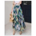 Women's Skirt Swing Long Skirt Maxi Skirts Ruffle Print Floral Holiday Vacation Summer Chiffon Fashion Boho Long Summer Yellow Light Green Wine Red