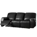 Waterproof 3 Seater Recliner Sofa Cover Stretch Pu Leather Black Grey High Elastic Couch Slipcover 3 Seats Cushion Reclining Furniture Protector