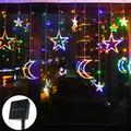 Ramadan Eid Lights Outdoor Solar LED String Light with Remote Controller Moon Star Shape Waterproof Décor Lighting for Patio Garland Lawn Yard Colorful DIY Lighting IP65 Level Garden Light