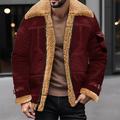 Men's Winter Coat Winter Jacket Shearling Coat Sherpa Jacket Outdoor Daily Wear Warm Fall Winter Plain Fashion Streetwear Lapel Regular Black Wine Brown Khaki Coffee Jacket