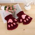 Cute Cat Paw Plush Gloves Winter Half Finger Warm Cartoon Cat Claw Gloves Thickened Soft Short Touchscreen Gloves