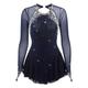 Figure Skating Dress Women's Girls' Ice Skating Dress Black White Yellow Open Back Mesh Spandex High Elasticity Practice Competition Skating Wear Jeweled Rhinestone Long Sleeve Ice Skating Figure