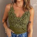 Women's Tank Top Camisole Camis Black White Army Green Floral Plain Lace Sleeveless Daily Weekend Streetwear Casual V Neck Regular Floral S