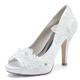 Women's Wedding Shoes Pumps Luxurious Wedding Party Bridal Bridesmaid Shoes White Ivory Imitation Pearl Satin Flower Sparkling Glitter Peep Toe Elegant Cute Shoes Valentines Gifts