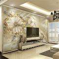 3D Golden Flower Wallpaper Wall Mural European Luxury Style Diamond Adhesive Required Canvas for Living Room Hotel Background Home Décor