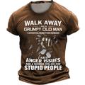 Walk Away Grumpy Old Man Men's Street Style 3D Print T shirt Tee Sports Outdoor Holiday Going out T shirt Black Brown Dark Blue Short Sleeve Crew Neck Shirt Spring Summer