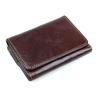 Vintage Genuine Leather Mens Trifold Wallet with Coin Pocket