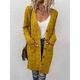 Women's Cardigan Sweater Cowl Cable Knit Faux Fur Button Pocket Summer Fall Long Daily Holiday Going out Stylish Casual Soft Long Sleeve Solid Color Black Yellow Light Green S M L