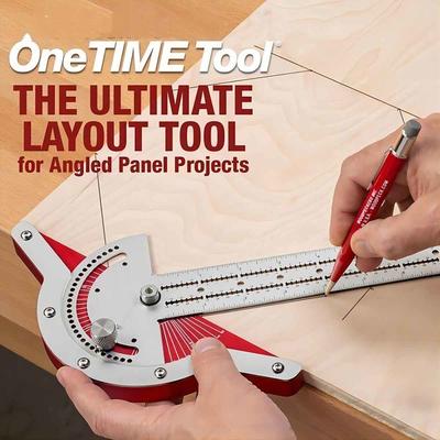 Woodworker Edge Rule Stainless Steel Square Edge Ruler Woodworking Compass And Protractor Set, Multi-function Angle Measure Tool With Wall Hanging Storage Rack Only Imperial No Metric