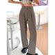 Women's Dress Work Pants Wide Leg Pants Trousers Full Length Pocket Baggy Micro-elastic High Waist Fashion Streetwear Daily Black White S M Summer Fall