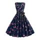 Women's Retro 1950s Vintage Dress Midi Dress Daily Holiday Ruched Bow Floral Crewneck Sleeveless V Summer Spring Deep Purple Black