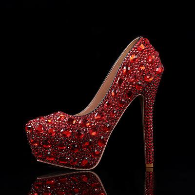 Women's Silver Rhinestone-Embellished High Heel Pumps – Glamorous Bridal or Evening Shoes for Wedding and Special Occasions