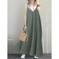 Women's Casual Maxi Swing Dress Sleeveless Backless Loose Fit Summer Holiday Streetwear in Black Blue Army Green Sizes M-3XL