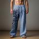 Men's Vintage Palm Leaf Linen Pants Pants Trousers Mid Waist Outdoor Daily Wear Streetwear Fall Winter Regular Fit