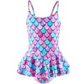 Mermaid Swimsuit for Girls - Fish Scale Design, Girl's One Piece Skirt Style Swimsuit,Perfect for Pool Hot Spring Fun!