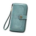 Solid Color Large-capacity Long Wallet, Vintage Multifunctional Coin Purse With Zipper Wristband