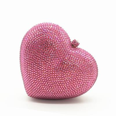 ladies handbags Women's Valentine Bag Heart Shaped Bag Clutch Bags Alloy for Bridal Wedding Valentine's Day Evening Party with Glitter Sequin Geometric in Silver Black Grey Earth Yellow