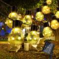 Solar Fairy Lights Outdoor 10/20/30 LED Outdoor Solar Bulbs Fairy Lights 8 Modes Waterproof IP65 Solar Powered Garden Fairy Light Lighting for Wedding Party Garden Yard Balcony