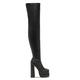 Women's Boots Platform Boots Plus Size Heel Boots Party Solid Color Over The Knee Boots Thigh High Boots Winter Zipper Chunky Heel Square Toe Elegant Fashion Sexy PU Zipper Almond Black White