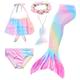 Kids Girls' Five Piece Bikini Swimming Rainbow Cute Print Bathing Suits 3-10 Years Spring Rose Red