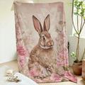 Rabbit Pattern Throws Blanket Flannel Throw Blankets Warm All Seasons Gifts Big Blanket