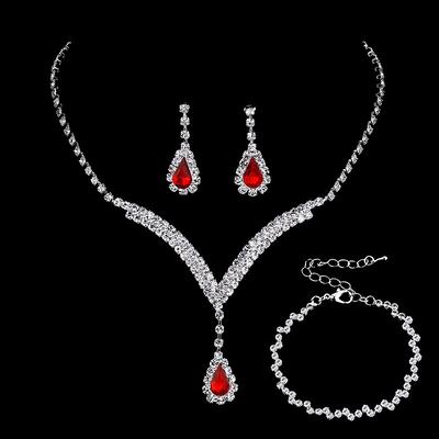 Bridal Jewelry Sets 1 set Rhinestone 1 Necklace 1 Bracelet Earrings Women's Fashion Personalized Luxury Vintage Style Precious Diamond Water Drop Jewelry Set For Wedding Party Evening Wedding Guest