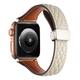 Leather Link Compatible with Apple Watch band 38mm 40mm 41mm 42mm 44mm 45mm 49mm Rugged Magnetic Clasp Luxury Genuine Leather Strap Replacement Wristband for iwatch Ultra 2 Series 9 8 7 SE 6 5 4 3 2 1