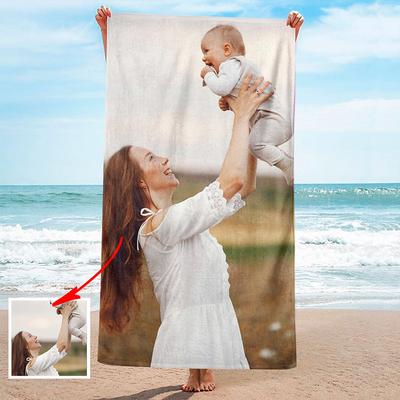 Custom Beach Towels with Photo Bath Towel Personalized Beach Towels with Photo,Personalized Gift for Family or Friends 3163 (Single-Sided Printing)