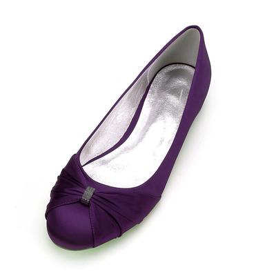 Women's Lavender Purple Satin Bridal Flats – Elegant Knot Design with Rhinestone Accent for Weddings and Formal Occasions