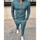 Men's Tracksuit Sweatsuit 2 Piece Full Zip Street Winter Long Sleeve Thermal Warm Breathable Soft Gym Workout Performance Running Sportswear Activewear Plaid Checkered Green Red Blue