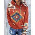 hoodies for women pullover graphic,womens long sleeve hoodie aztec geometric print drawstring color block hooded sweatshirt pullover tops with pockets