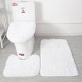 3Pcs/set Soft Solid Color Bathroom Mat Set Non-slip Bath WC Carpets Rectangle U-shape Bathroom Toilet Rugs Floor Mat Door Mat