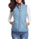 Women's Quilted Vest Crop Sleeveless Winter Coat Lightweight Puffer Gilet Warm Windproof Outerwear with Pockets Zip up Fall Street Casual Jacket Light Blue claret Sea Blue