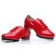 Men's Tap Shoes Line Dance Dance Shoes Performance Stage Disco Dance Clogging Shoes Simple Style Rhythm Flat Heel Lace-up Black White Red