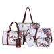 Women's Crossbody Bag Tote Bag Set Coin Purse Wristlet PU Leather 6 Pieces Office Shopping Daily Zipper Print Flower Black White Red