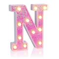 LED Letter Lights Light Up Pink Letters Glitter Alphabet Letter Sign Battery Powered for Night Light Birthday Party Wedding Girls Gifts Home Bar Christmas Decoration Pink Letter