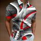 Men's Polo Shirt Golf Shirt Geometry Collar Yellow Light Grey Dark Gray Gray Outdoor Street Short Sleeve Zipper Print Clothing Apparel Fashion Streetwear Sportswear Casual