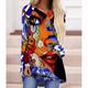 Women's T shirt Dress Tunic Blue Purple Green Color Block Abstract Asymmetric Print Long Sleeve Casual Daily Tunic Abstract Casual Round Neck Long Loose Fit S