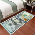 Creative 100 Dollar Bill Rug, 100 Dollar Bill Area Rug With Non-Slip Backing, Bedroom Besdie Rug, Runner Rug For Kitchen Hallway Laundry, Money Rug, Water Absorption Money Printed Runner