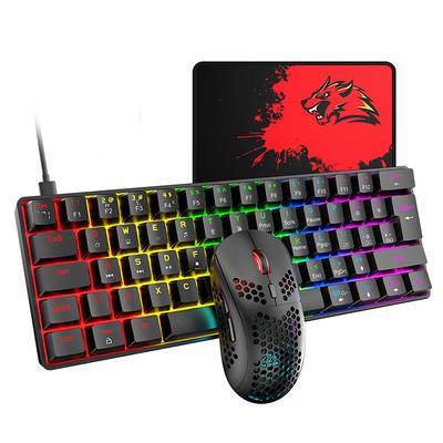 T60 Mechanical Keyboard And Mouse Set 62 Keys RGB 6400 DPI Optical Gaming Mouse With Pad For Gamer Desktop Laptop