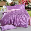 Ice Silk Four-piece Set Four-piece Set Pure Color Silk Satin Fitted Sheet Bedding