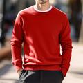 Men's Wool Sweater Pullover Sweater Jumper Cropped Sweater Ribbed Knit Regular Knitted Plain Crew Neck Modern Contemporary Work Halloween Clothing Apparel Winter Black Red S M L